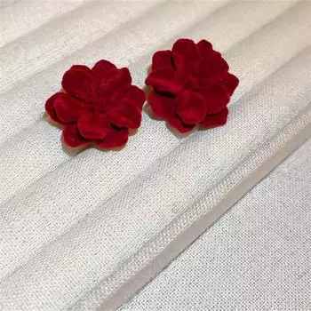 Серьги-гвоздики из бархатного цветка для женщин, серьги-цветы для корейской девушки, свадебные украшения для помолвки, вечеринки, аксессуары, подарок