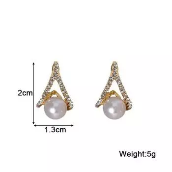 Серьги-гвоздики из белого искусственного жемчуга со стразами для женщин, новые модные ювелирные изделия, серьги в подарок девушке