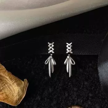 Серьги-гвоздики из белого серебра S925 пробы с белой лентой, легкие, роскошные, уникальные, женские, французские, высокочувствительные, холодный стиль серебряный