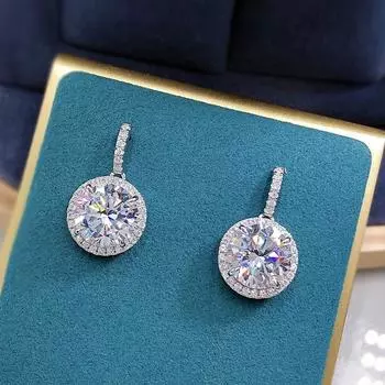 Серьги-гвоздики из белого золота 18 карат с сапфиром 5 карат, граненый драгоценный камень, серьги-гвоздики для женщин, подарок на помолвку, ювелирные изделия из стерлингового серебра 925 пробы