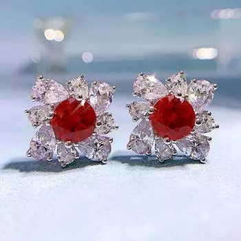 Серьги-гвоздики из белого золота 18 карат с сапфиром и граненым драгоценным камнем для женщин, подарок на помолвку, ювелирные изделия из стерлингового серебра 925 пробы