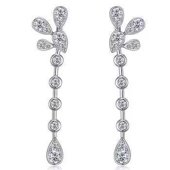 Серьги-гвоздики из белого золота 18 карат с сапфирами и драгоценными камнями для женщин, подарок на годовщину, стерлинговое серебро 925 пробы, ювелирные изделия