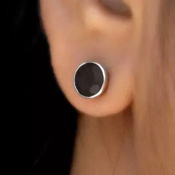 Серьги-гвоздики из черного оникса 925 пробы, женские серьги-гвоздики из черного драгоценного камня, изысканные серьги-гвоздики ручной работы чёрный