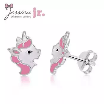 Серьги-гвоздики из чистого серебра 925 пробы, милые розовые и белые серьги-гвоздики с единорогом, гипоаллергенные детские украшения