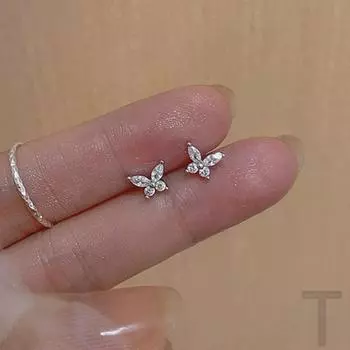 Серьги-гвоздики из чистого серебра S999, женские серьги-бабочки, которые ухаживают за ушами, изящные серьги, которые можно снимать перед сном