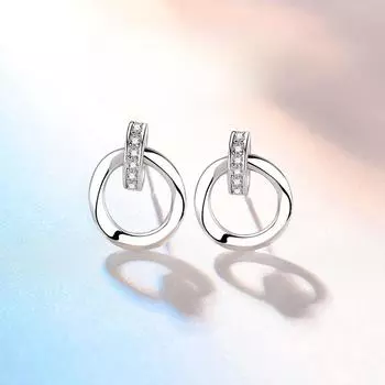 Серьги-гвоздики из чистого серебра S999 для женщин, круглые серьги-кольца Ins Niche Design, модные серьги