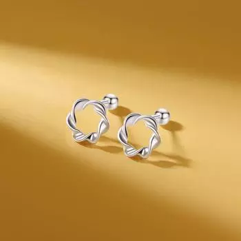 Серьги-гвоздики из чистого серебра S999, женские, скрученные, простые, браслетные, простые, универсальные, модные, маленькие, из стерлингового серебра серебряный