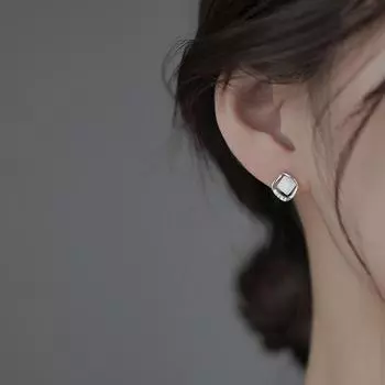 Серьги-гвоздики из чистого серебра с опалом S999, женские летние серьги-гвоздики с нишевым дизайном