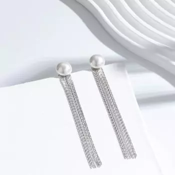 Серьги-гвоздики из цинкового сплава с кисточкой, милые, сладкие серьги-гвоздики с белым жемчугом, ювелирные изделия белый