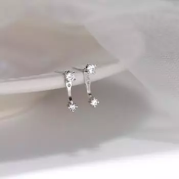 Серьги-гвоздики из циркония для женщин, простые серьги-гвоздики с отверстием для уха сзади, одна пара сережек для ежедневных поездок на работу