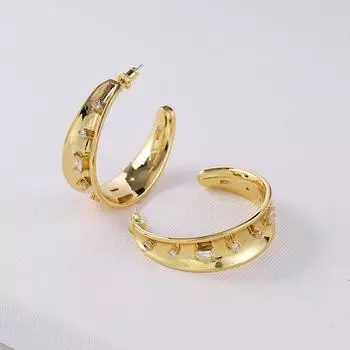 Серьги-гвоздики из циркония, серебряные серьги-иглы, высококачественные модные ретро-серьги в стиле ниши 2025 золотой