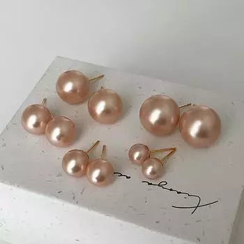 Серьги-гвоздики из матового розового жемчуга, женские, французские, ретро, нишевые, индивидуальные, простые и универсальные, темпераментные серьги