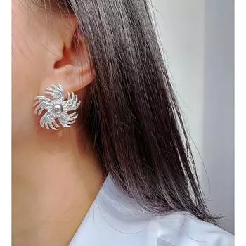 Серьги-гвоздики из матового серебра с эффектом фейерверка для женщин. Серьги с серым жемчугом Shijia с модной индивидуальностью 476