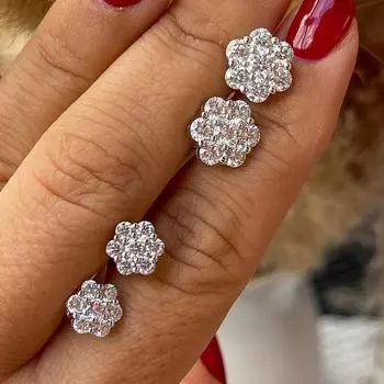 Серьги-гвоздики из муассанита для женщин, роскошные женские серьги-гвоздики из муассанита, цветочные серьги D-цвета, женские украшения из муассанита one stone:2.5mm жёлтый