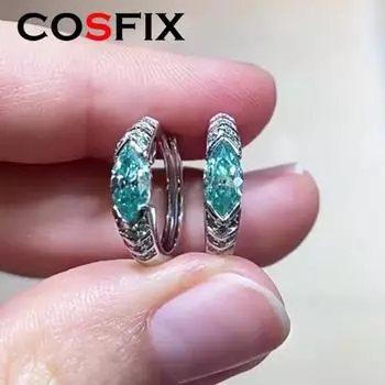 Серьги-гвоздики из муассанита для женщин, зеленые женские серьги-гвоздики из муассанита, роскошные женские серьги-гвоздики из цельного муассанита огранки «маркиз»