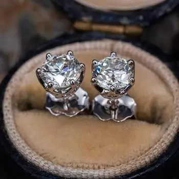 Серьги-гвоздики из настоящего муассанита 0,5-1 карата для женщин, 100% стерлинговое серебро 925 пробы, сверкающие свадебные серьги высшего качества, ювелирные изделия