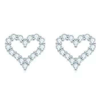 Серьги-гвоздики из настоящего муассанита D цвета для женщин, 100% стерлинговое серебро 925 пробы, в форме сердца, сверкающие свадебные украшения, подарок 0.96Ct