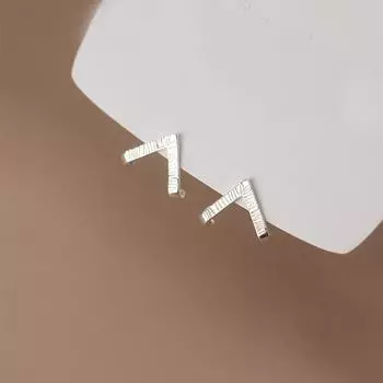 Серьги-гвоздики из настоящего серебра 925 пробы с V-образной полосой для женщин и мужчин унисекс