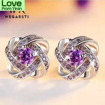 Серьги-гвоздики из натурального аметиста, серьги из стерлингового серебра 925 пробы, женские серьги с драгоценными камнями, модные украшения белый