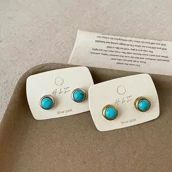 Серьги-гвоздики из натурального камня в средневековом стиле, женские серьги-гвоздики с нишевым дизайном, ретро-индивидуальностью, простые и универсальные, темпераментные