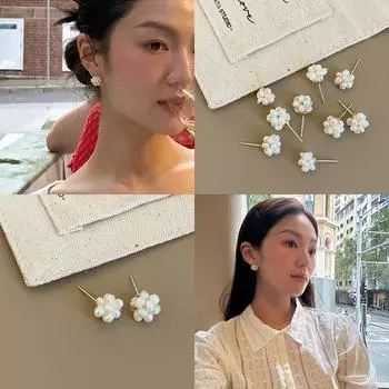 Серьги-гвоздики из натурального пресноводного жемчуга женские французские ретро легкие роскошные элегантные индивидуальные модные универсальные серьги для поездок на работу