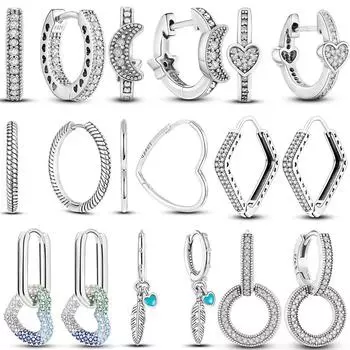 Серьги-гвоздики из натурального серебра S925 с перьями любви, оригинальные подвески-кольца для женщин и девочек, серьги-гвоздики, ювелирные изделия, подарки