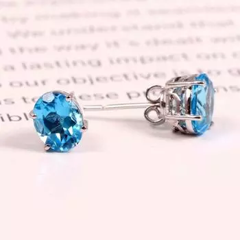 Серьги-гвоздики из натурального синего топаза из стерлингового серебра 925 пробы Изысканный подарок в стиле бохо для ее минималистских украшений-гвоздиков в стиле бохо Подарок для него Рождественские подарки синий