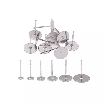 Серьги-гвоздики из нержавеющей стали 304 с плоской головкой и зубчиком для жемчуга 3*12mm, 100pcs