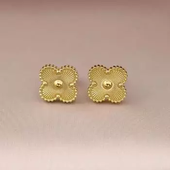 Серьги-гвоздики из нержавеющей стали с четырьмя листочками клевера для женщин Серьги-гвоздики из титановой стали с клевером