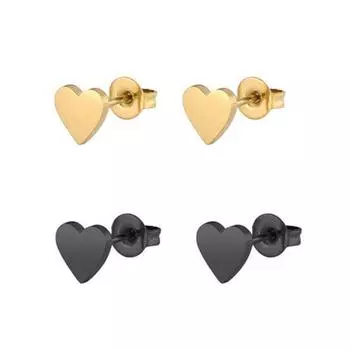 Серьги-гвоздики из нержавеющей стали в стиле ретро, минималистичные милые маленькие женские серьги с сердечком любви чёрный