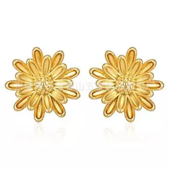 Серьги-гвоздики из нержавеющей стали в виде хризантемы, роскошные универсальные женские серьги Sense Light, покрытые 18-каратным золотом