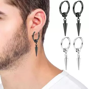 Серьги-гвоздики из нержавеющей стали в стиле панк, черные серьги для мужчин и женщин, винтажные украшения в стиле хип-хоп, аксессуары для пирсинга ушей чёрный