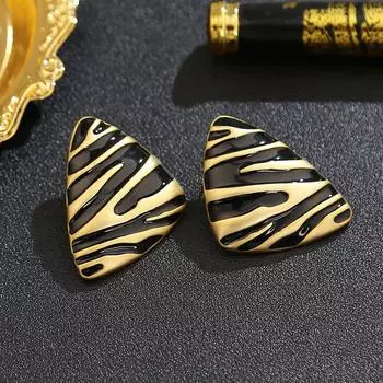 Серьги-гвоздики из серебра 925 пробы с узором «зебра» в стиле ретро, персонализированные серьги-гвоздики из настоящего золота с гальваническим покрытием и эмалью 18K