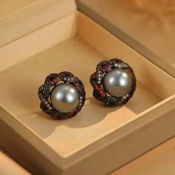 Серьги-гвоздики из серебра 925 пробы с элегантным темпераментом, высококачественные, дизайнерские, переплетенные линии, легкие, роскошные, высококачественные, серьги-гвоздики с циркониевым жемчугом 14k