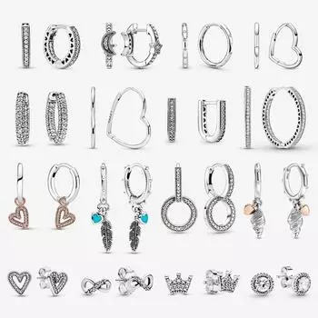 Серьги-гвоздики из серебра 925 пробы с кристаллами для женщин белый