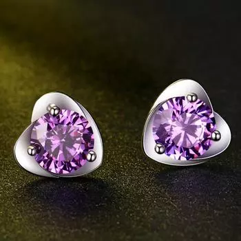 Серьги-гвоздики из серебра 925 пробы, простые элегантные изысканные серьги с цирконом в форме сердца, серебряные украшения 925