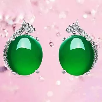 Серьги-гвоздики из серебра 925 пробы с халцедоном для девочек, изящные и модные, простые, персонализированные, универсальные украшения 925