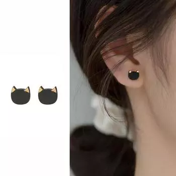 Серьги-гвоздики из серебра 925 пробы, ниша с котенком, сумка Normcore, дизайн треугольника XINGX, секс-черные серьги-гвоздики с ощущением, серебро 925