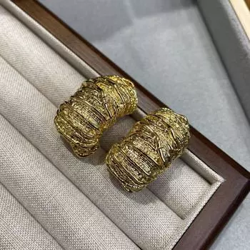 Серьги-гвоздики из серебра 925 пробы с индивидуальным дизайном и плиссировкой из металла для женщин, модные и стильные серьги