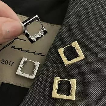 Серьги-гвоздики из серебра 925 пробы с квадратной пряжкой, простые, индивидуальные, универсальные, премиум-дизайн Sense Lava, новые серьги 925 silver needles