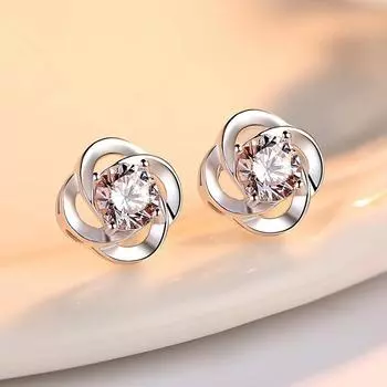 Серьги-гвоздики из серебра 925 пробы с четырьмя листочками клевера, простые женские серебряные серьги, не вызывающие аллергии 925 синий