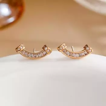 Серьги-гвоздики из серебра 925 пробы с цирконовой улыбкой, легкие, роскошные, темпераментные золотой