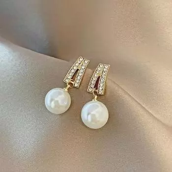 Серьги-гвоздики из серебра 925 пробы с жемчугом, простые, маленькие, изысканные, нежные, с бриллиантами, темпераментные