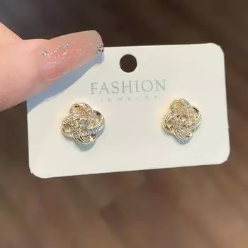 Серьги-гвоздики из серебра 925 пробы с маленькими ароматными ветровыми полыми бриллиантами Lucky Grass, элегантные серьги Niche Design для женщин