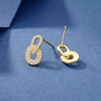 Серьги-гвоздики из серебра 925 пробы с двойным кольцом, легкие, роскошные, персонализированные, двойные, изысканные, простые серьги 925 Silver