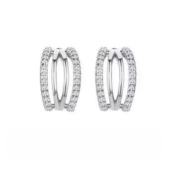 Серьги-гвоздики из серебра 925 пробы с четырьмя рядами бриллиантов, изысканные полые серьги-гвоздики с индивидуальным дизайном Ins Line 925 Silver