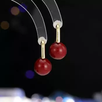 Серьги-гвоздики из серебра 925 пробы, простые, маленькие, изысканные, минималистский стиль, осенне-зимний, новый нишевый дизайн, бордовые серьги-гвоздики с жемчугом бордовый