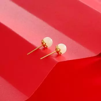 Серьги-гвоздики из серебра 925 пробы с кружевом и цветком из нефрита, модные и простые женские полые серьги, модные 925 Silver