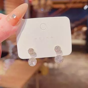 Серьги-гвоздики из серебра 925 пробы со стразами на лето — модный и элегантный стиль для женщин A417 золотой