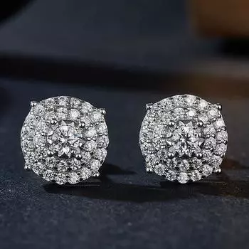 Серьги-гвоздики из серебра D VVS с круглым муассанитом для невесты, бриллиантовые серьги-гвоздики с сертификатами белый